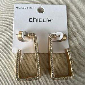 Gold sparkly hoop pierced earrings